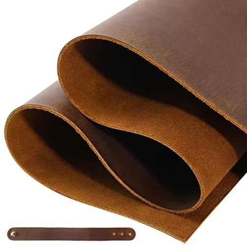 12''X24'' Genuine Leather Leather (2mm) Thick Cowhide Leather Pieces Square, Dark Brown