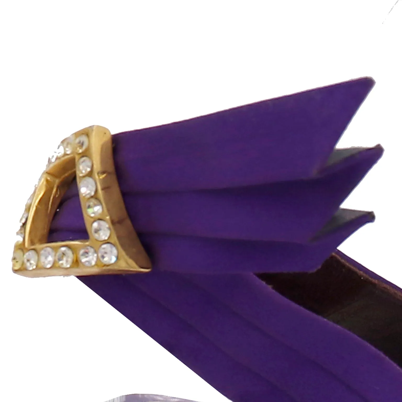 1985 Yves Saint Laurent Documented Purple Satin Rhinestone Slingback YSL Shoes