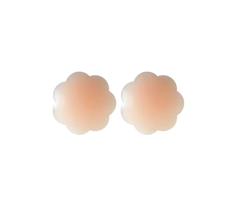 4 x Reusable Nipple Covers Petal Stick On Silicone Nude Boob Cover