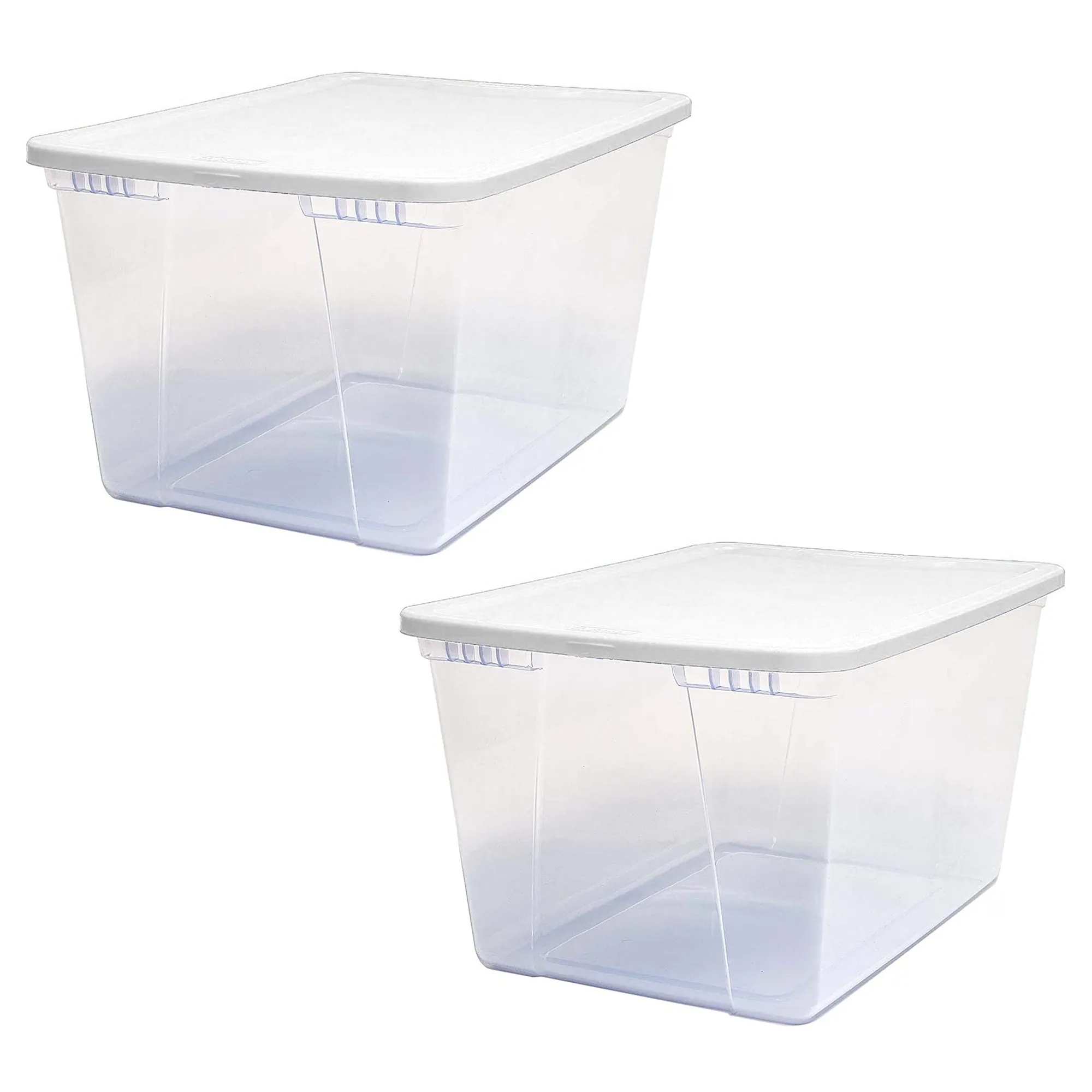 56qt Snaplock Clear Plastic Storage Container Bin w/ Secure Lid, 2 Pack (Used)