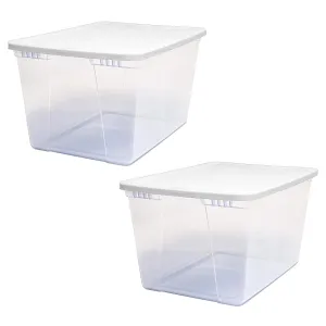 56qt Snaplock Clear Plastic Storage Container w/ Secure Lid, 2 Pack (Open Box)