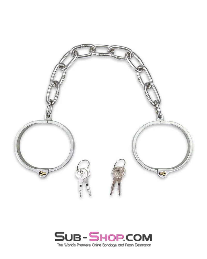 7808M      Captive Slave Chromed Steel Ankle Cuffs, Small / Medium