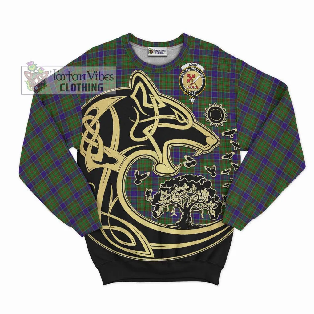 Adam Tartan Sweatshirt with Family Crest Celtic Wolf Style