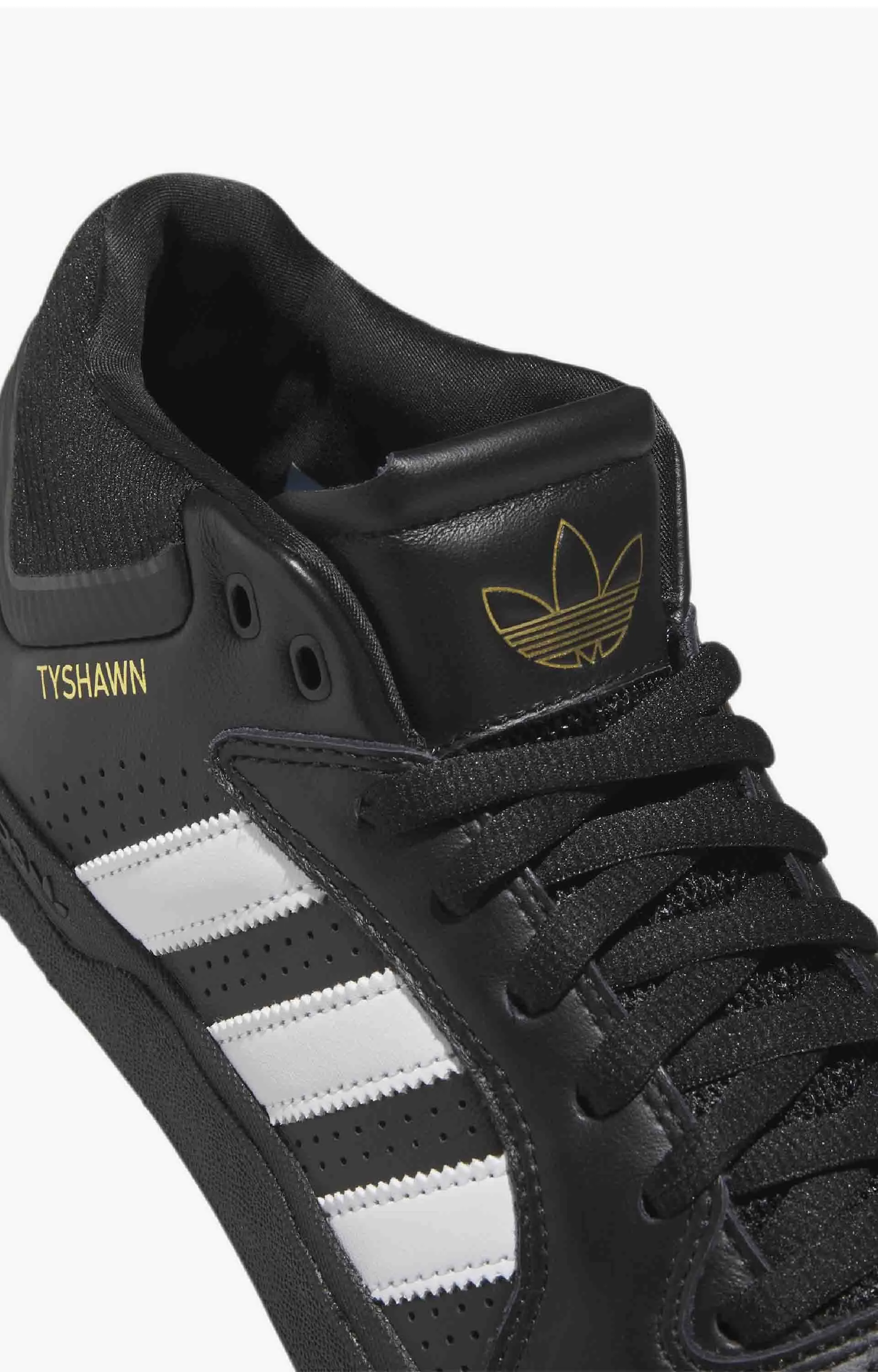 Adidas Tyshawn Remastered Shoe, Core Black/Cloud White/Gold Metallic