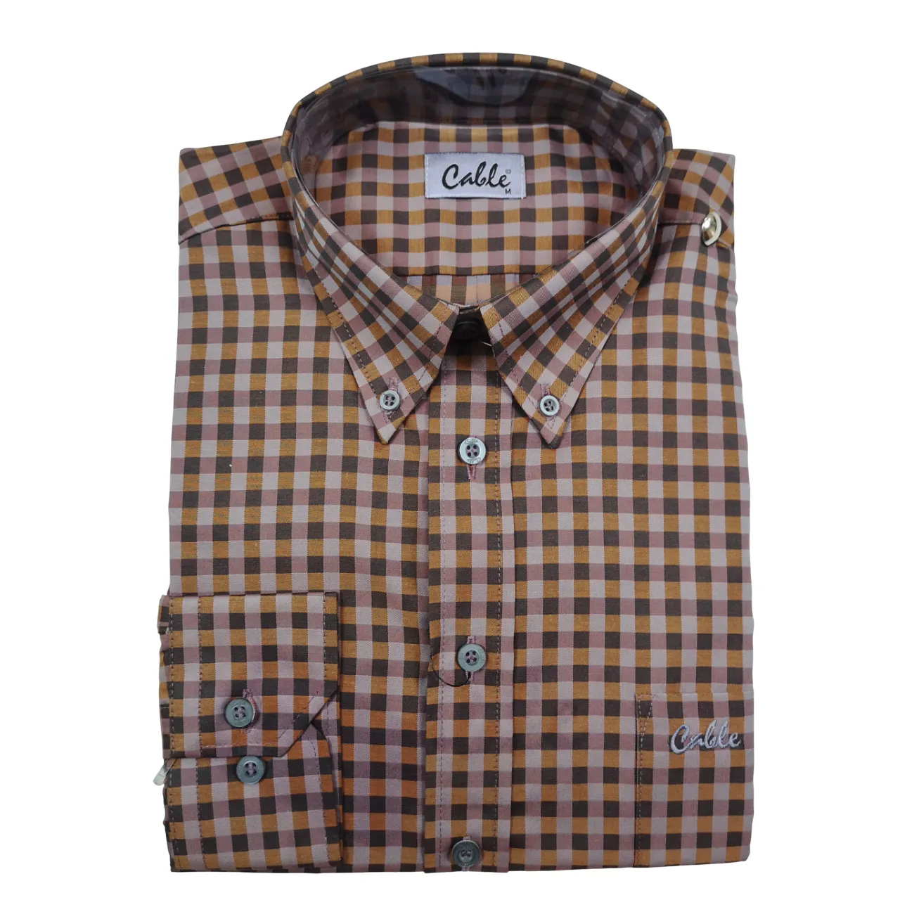 Aero Cable LS Brown Check Shirt