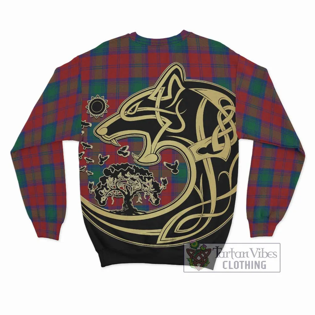 Affleck Tartan Sweatshirt with Family Crest Celtic Wolf Style