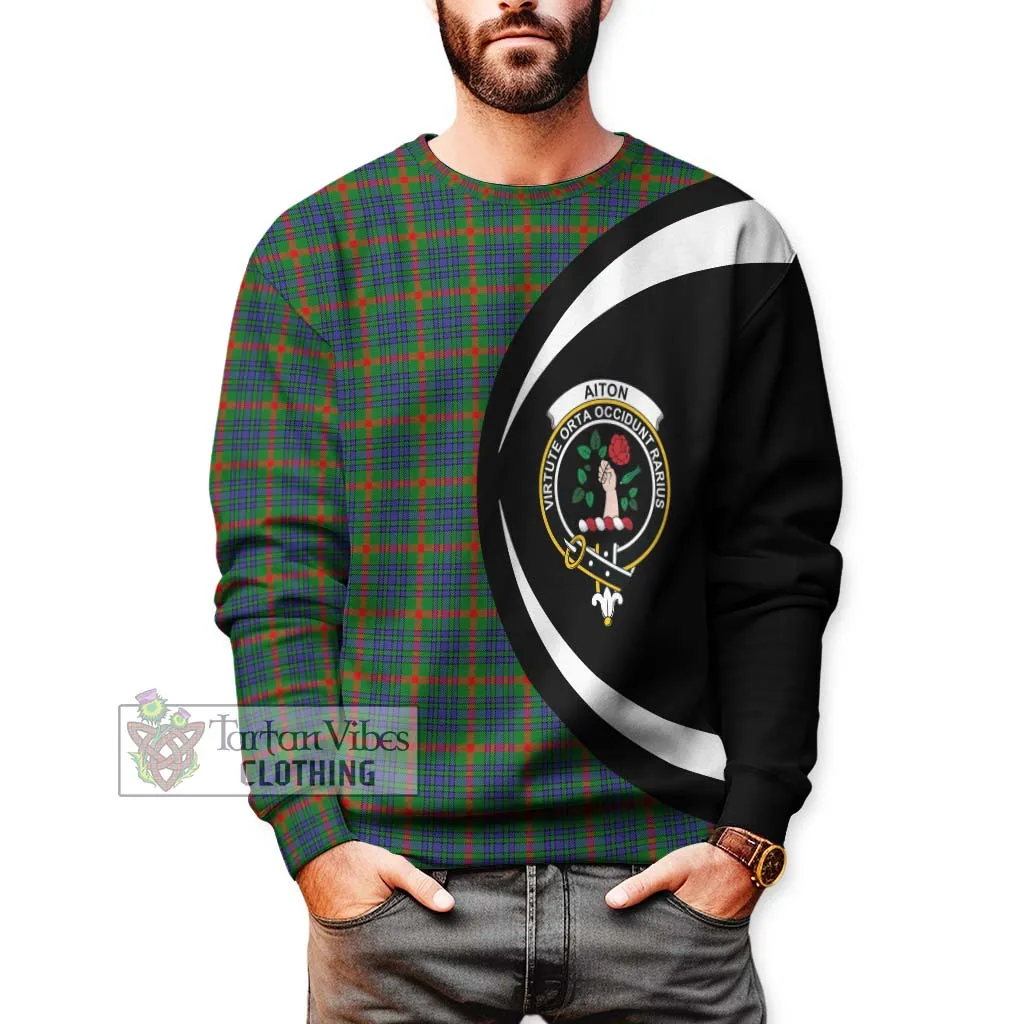 Aiton Tartan Sweatshirt with Family Crest Circle Style