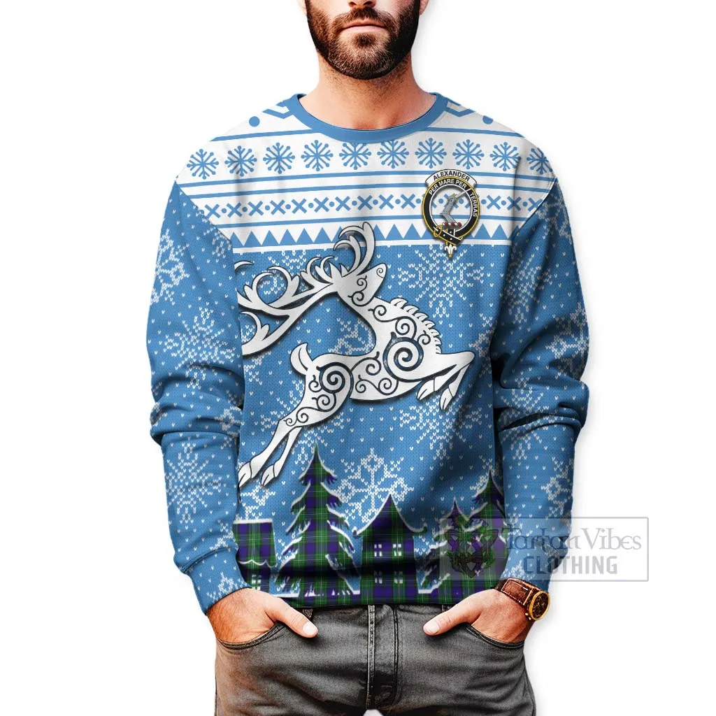 Alexander Clan Christmas Sweatshirt Celtic Reindeer Style