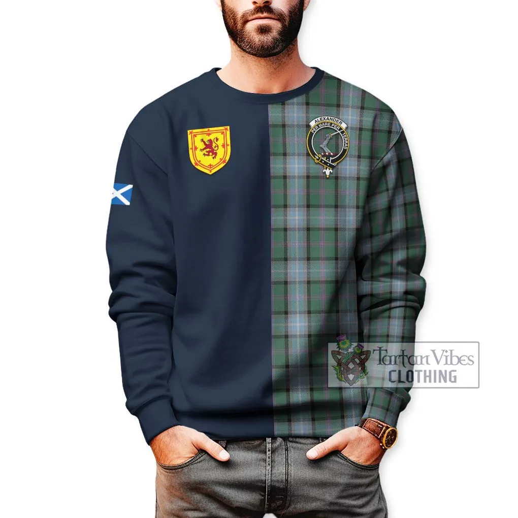 Alexander of Menstry Hunting Tartan Sweatshirt Alba with Scottish Lion Royal Arm Half Style