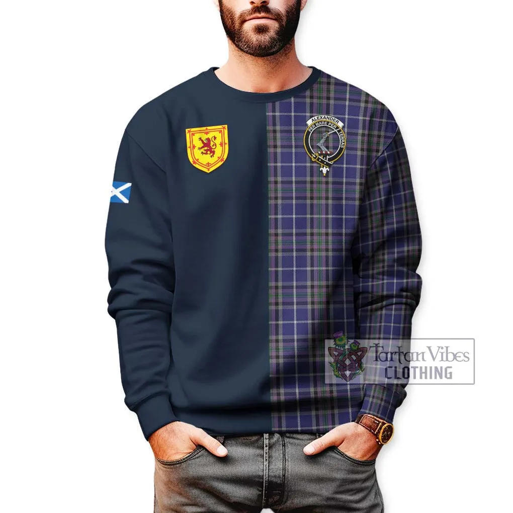 Alexander of Menstry Tartan Sweatshirt Alba with Scottish Lion Royal Arm Half Style