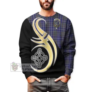 Alexander of Menstry Tartan Sweatshirt with Family Crest and Celtic Symbol Style