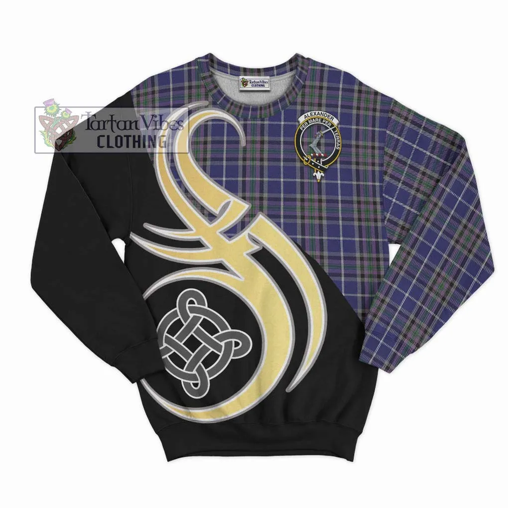 Alexander of Menstry Tartan Sweatshirt with Family Crest and Celtic Symbol Style