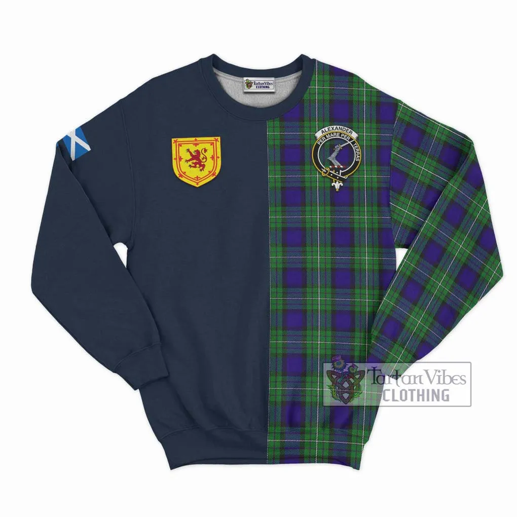 Alexander Tartan Sweatshirt Alba with Scottish Lion Royal Arm Half Style