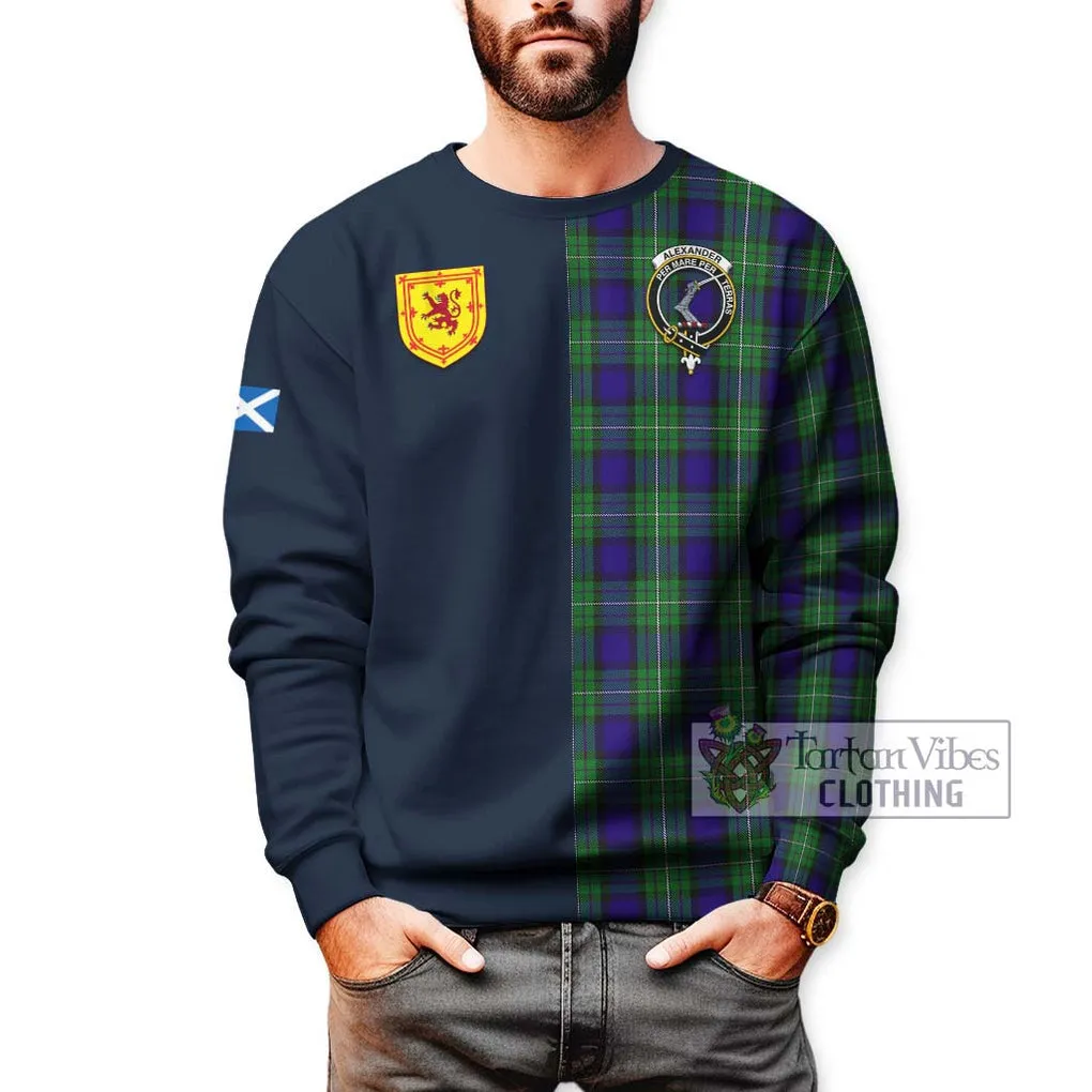 Alexander Tartan Sweatshirt Alba with Scottish Lion Royal Arm Half Style