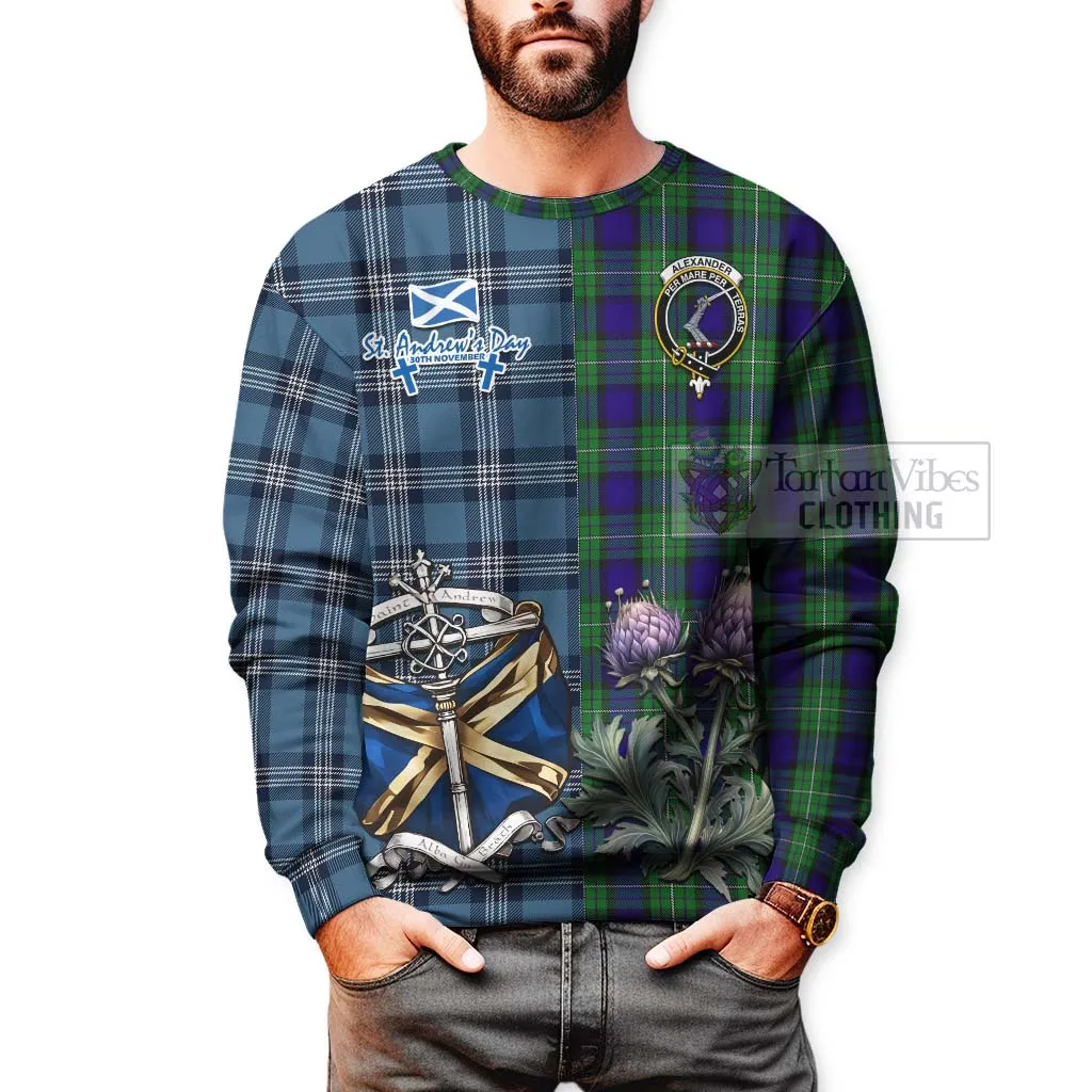 Alexander Tartan Sweatshirt Happy St. Andrew's Day Half Tartan Style