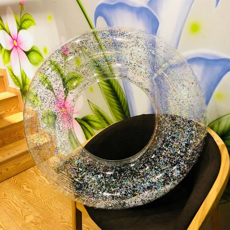 All-transparent Sequined Swimming Ring,Diameter: 70cm (Silver)