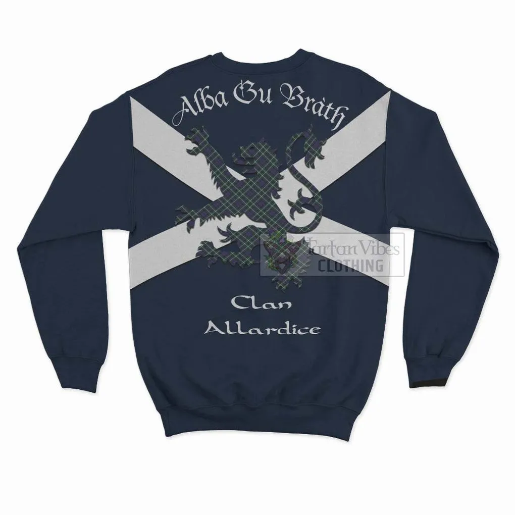 Allardice Tartan Lion Rampant Sweatshirt  Proudly Display Your Heritage with Alba Gu Brath and Clan Name