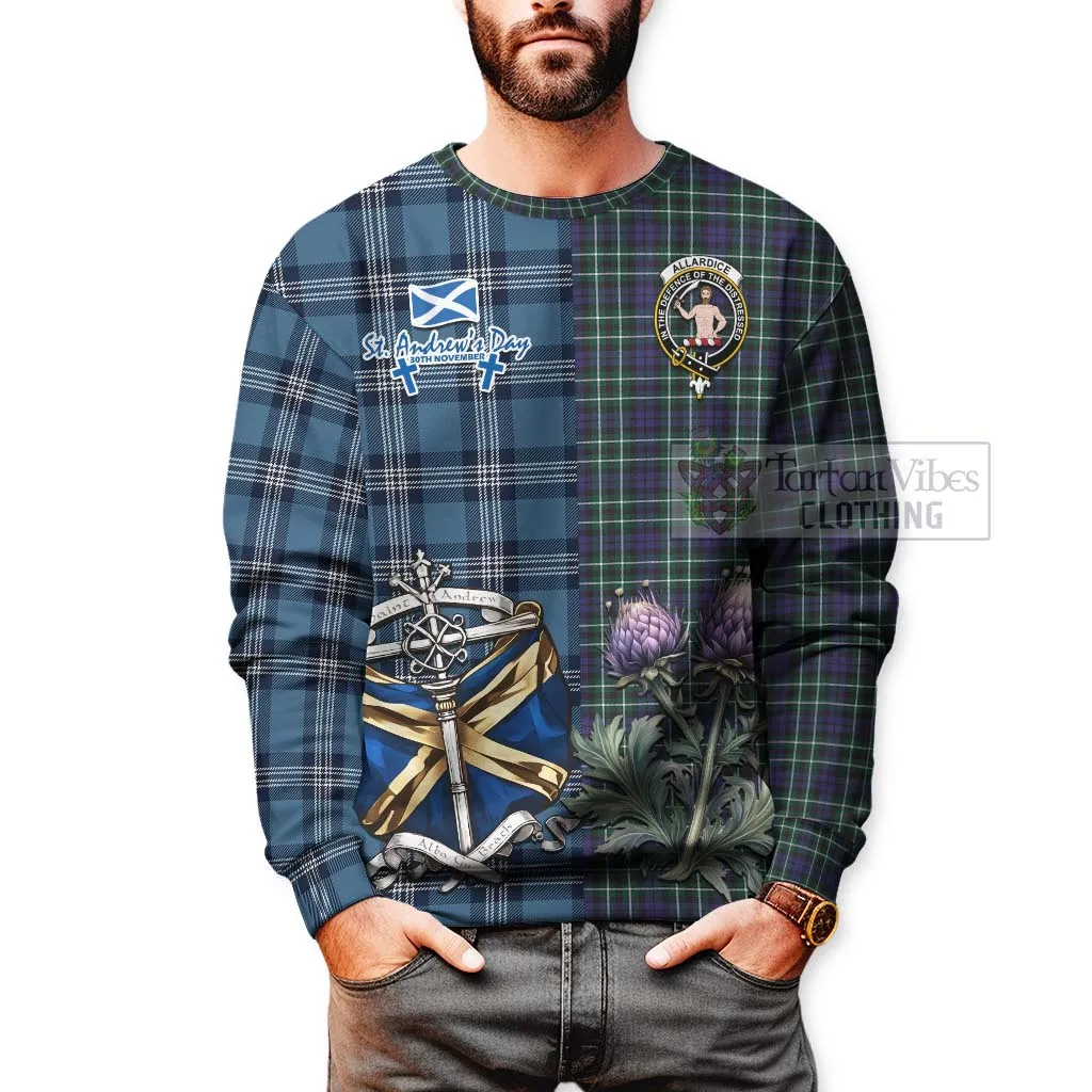 Allardice Tartan Sweatshirt Happy St. Andrew's Day Half Tartan Style