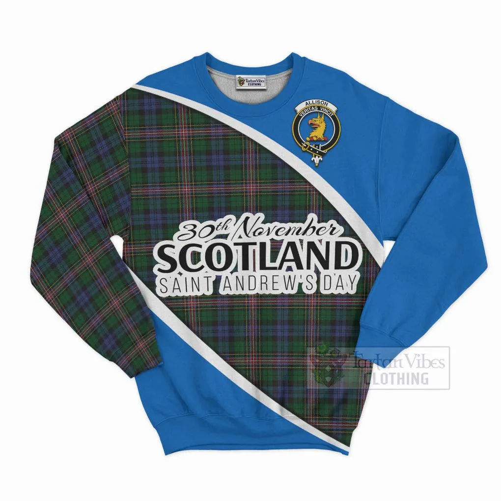 Allison Family Crest Tartan Sweatshirt Celebrate Saint Andrew's Day in Style