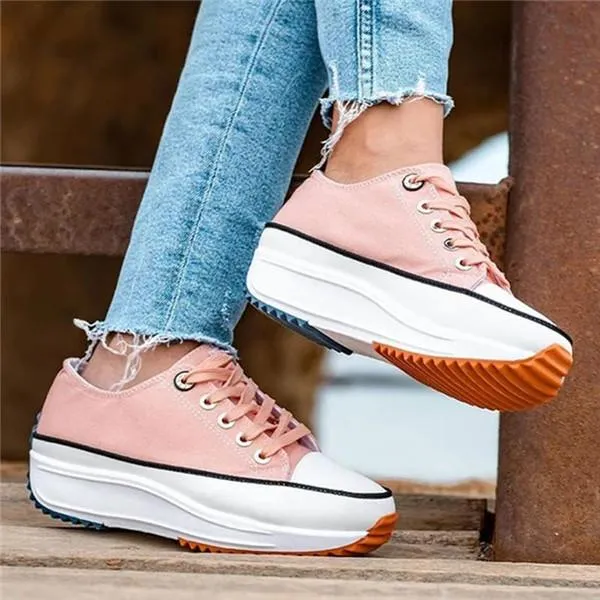 Amozae Daily Lace Up Non-Slip Platform Sneakers