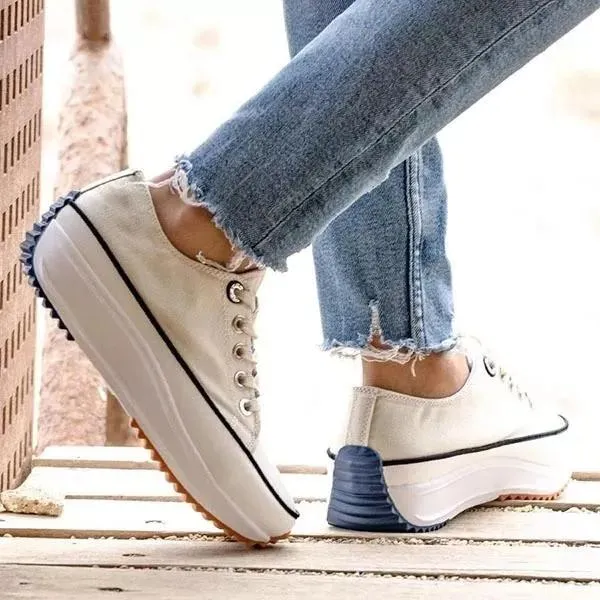 Amozae Daily Lace Up Non-Slip Platform Sneakers