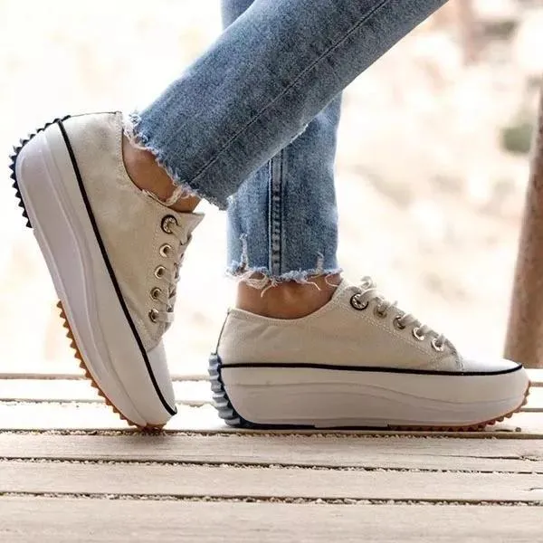 Amozae Daily Lace Up Non-Slip Platform Sneakers