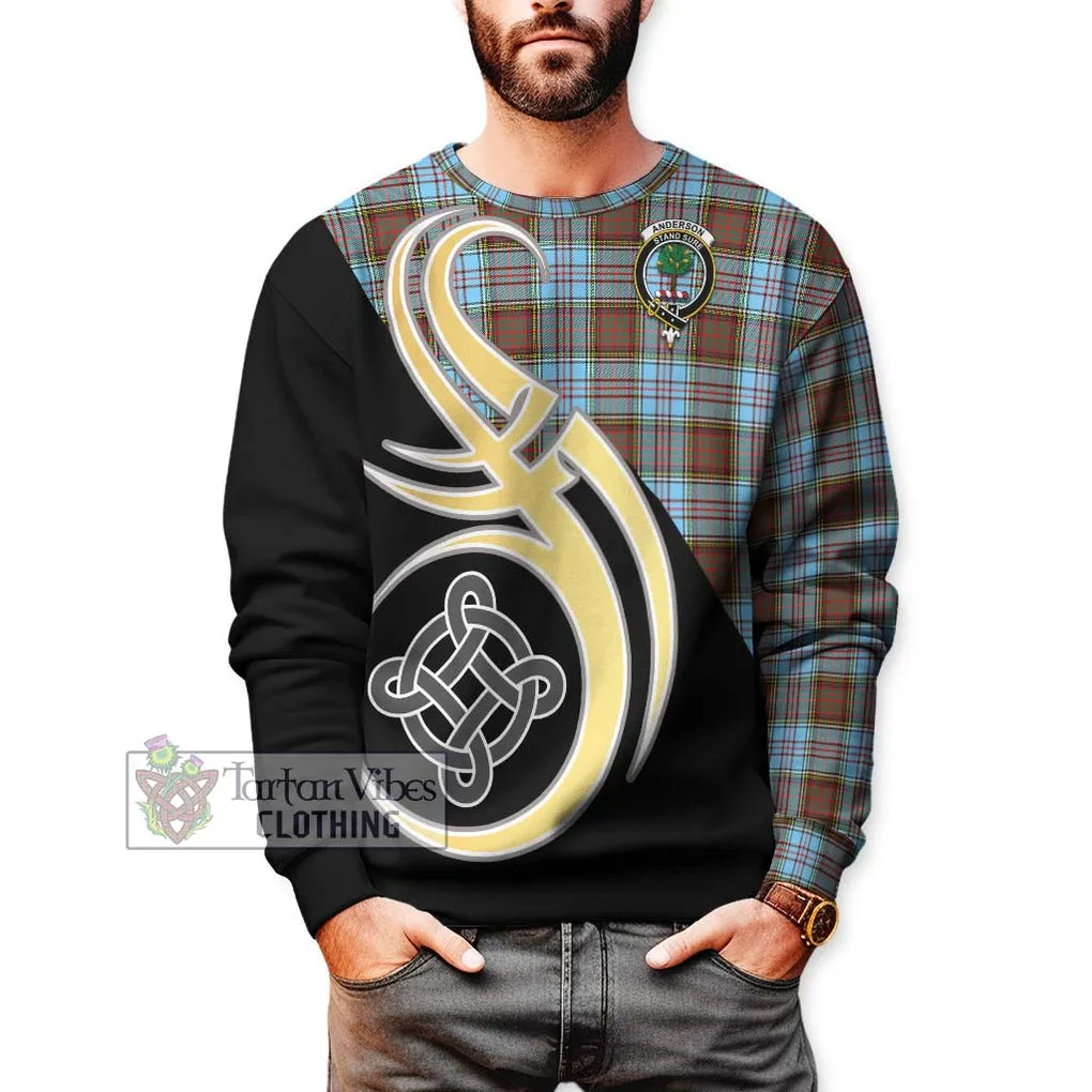 Anderson Ancient Tartan Sweatshirt with Family Crest and Celtic Symbol Style