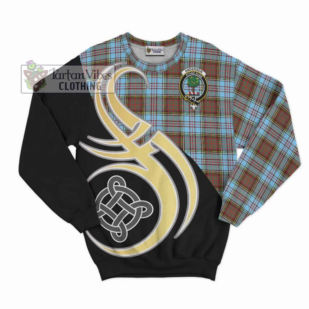 Anderson Ancient Tartan Sweatshirt with Family Crest and Celtic Symbol Style