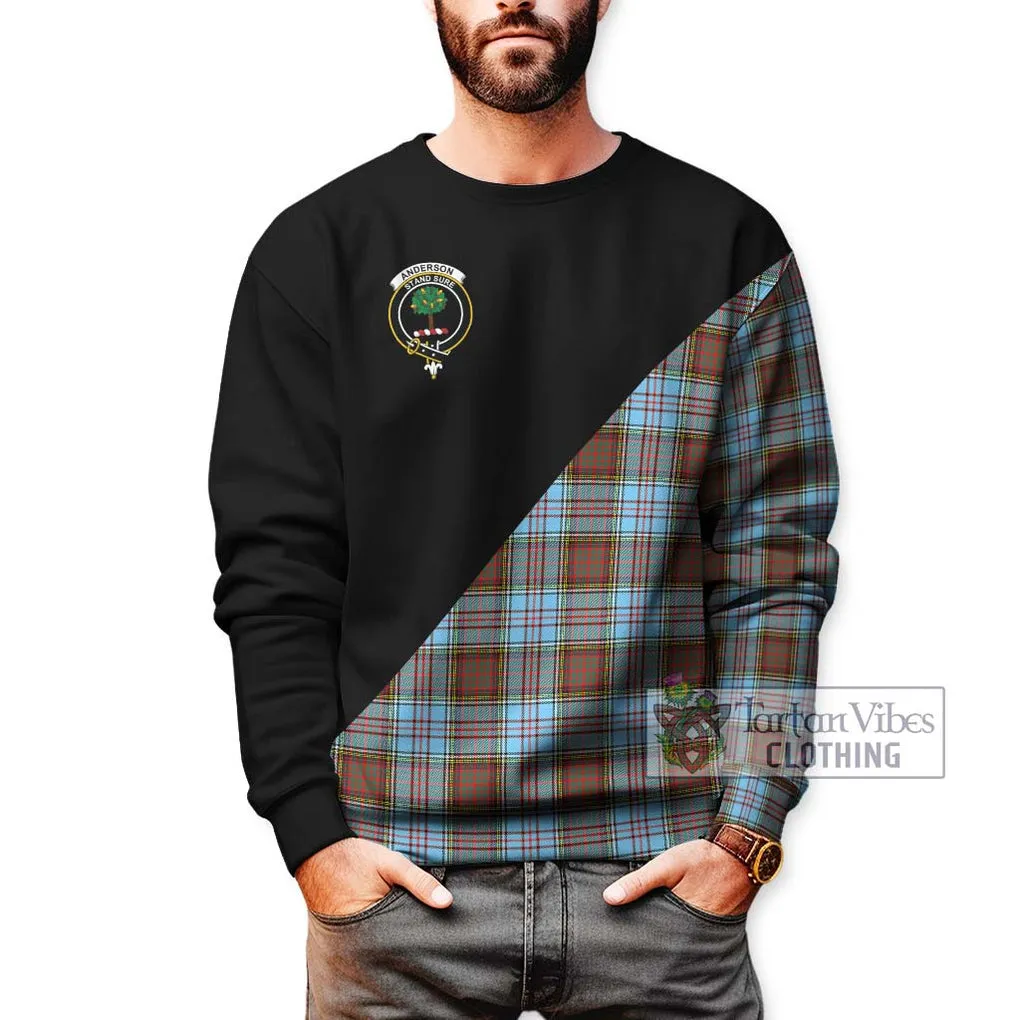 Anderson Ancient Tartan Sweatshirt with Family Crest and Military Logo Style