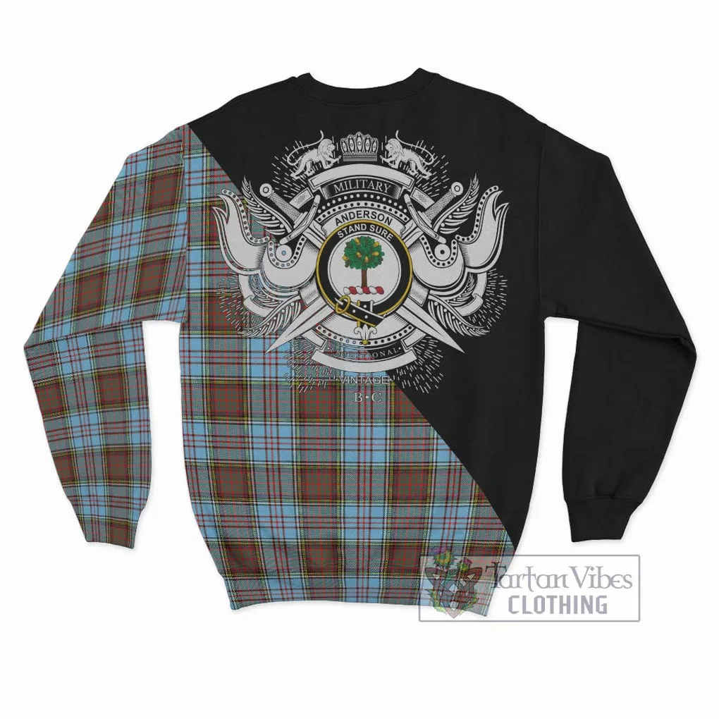 Anderson Ancient Tartan Sweatshirt with Family Crest and Military Logo Style