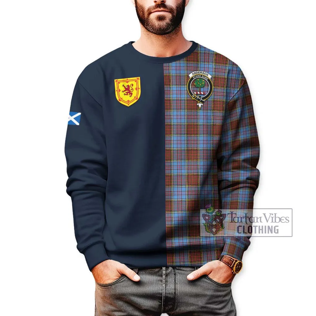 Anderson Modern Tartan Sweatshirt Alba with Scottish Lion Royal Arm Half Style