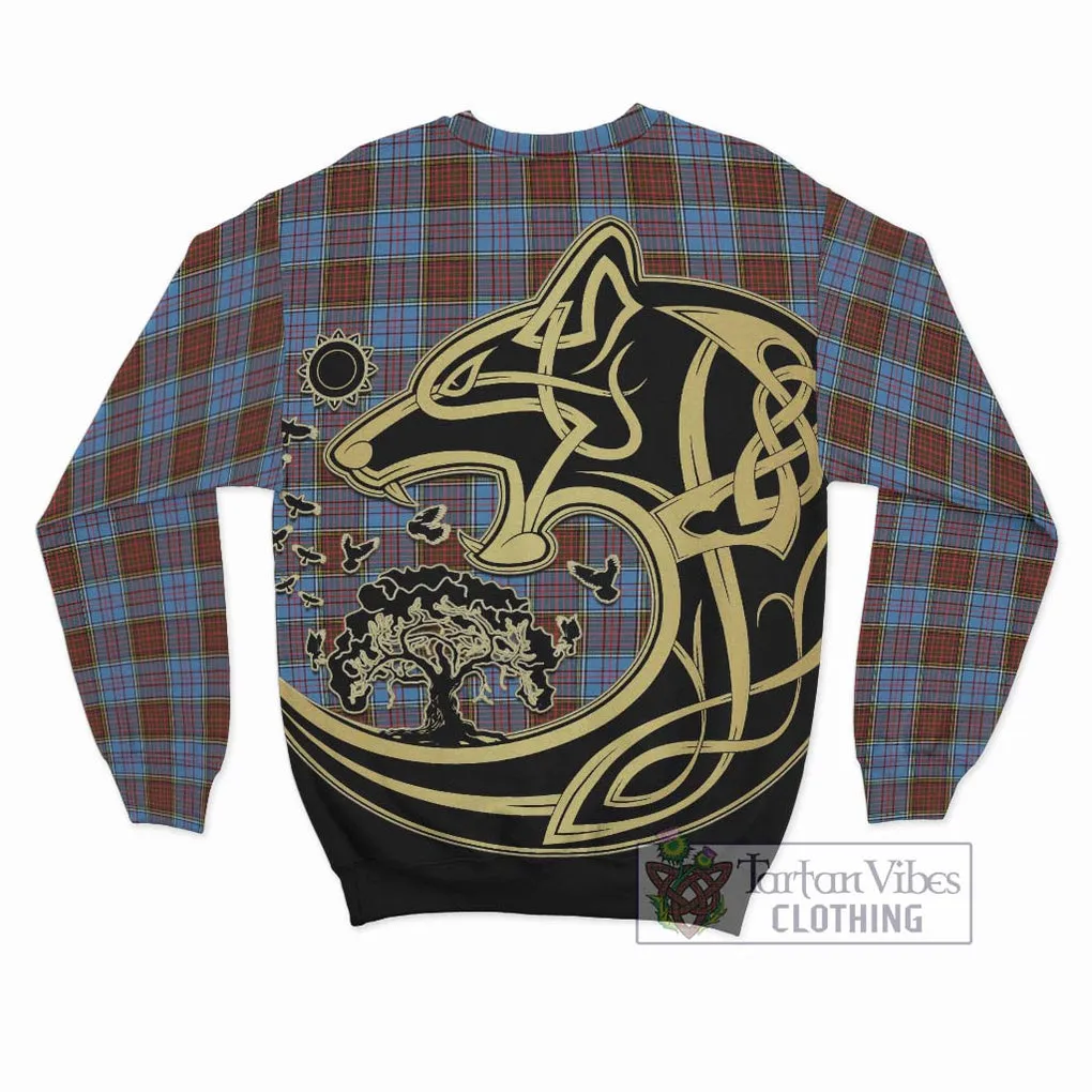 Anderson Modern Tartan Sweatshirt with Family Crest Celtic Wolf Style