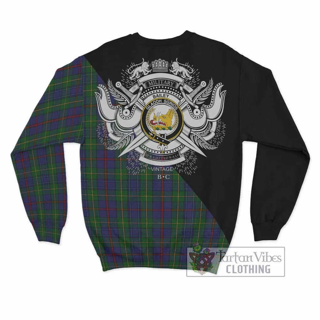 Bailey Tartan Sweatshirt with Family Crest and Military Logo Style