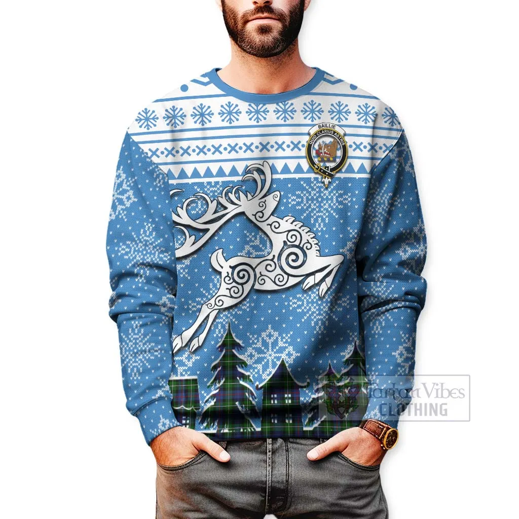 Baillie (Bailey) Clan Christmas Sweatshirt Celtic Reindeer Style