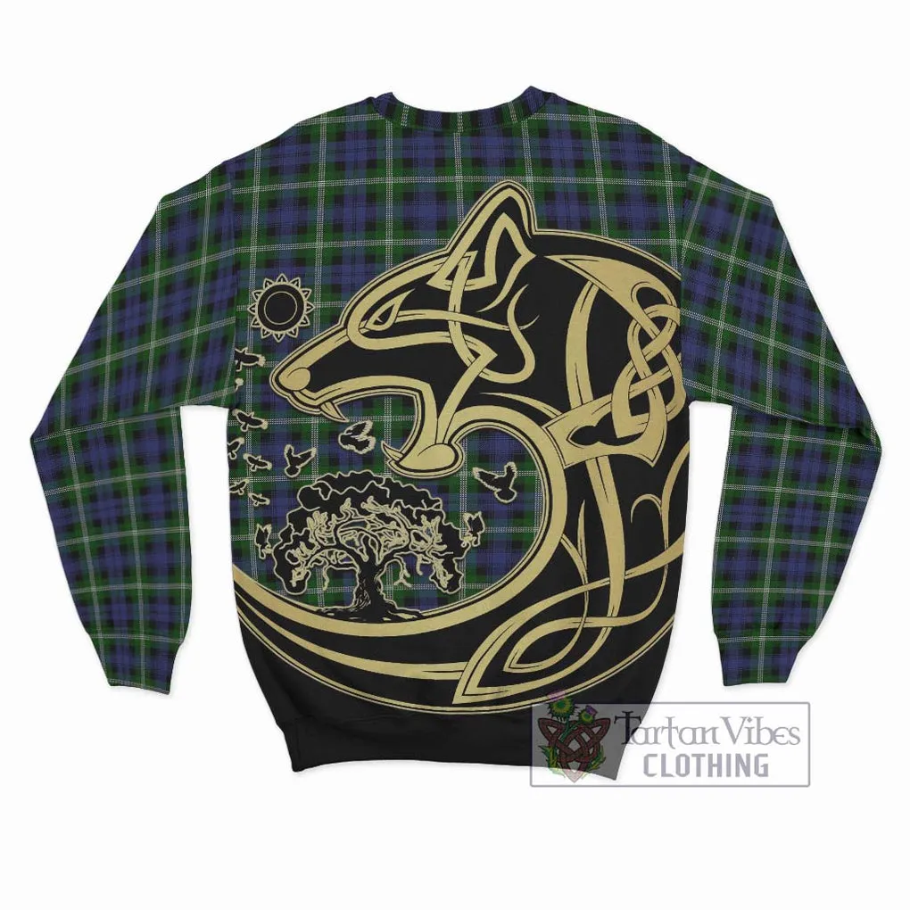 Baillie (Bailey) Tartan Sweatshirt with Family Crest Celtic Wolf Style