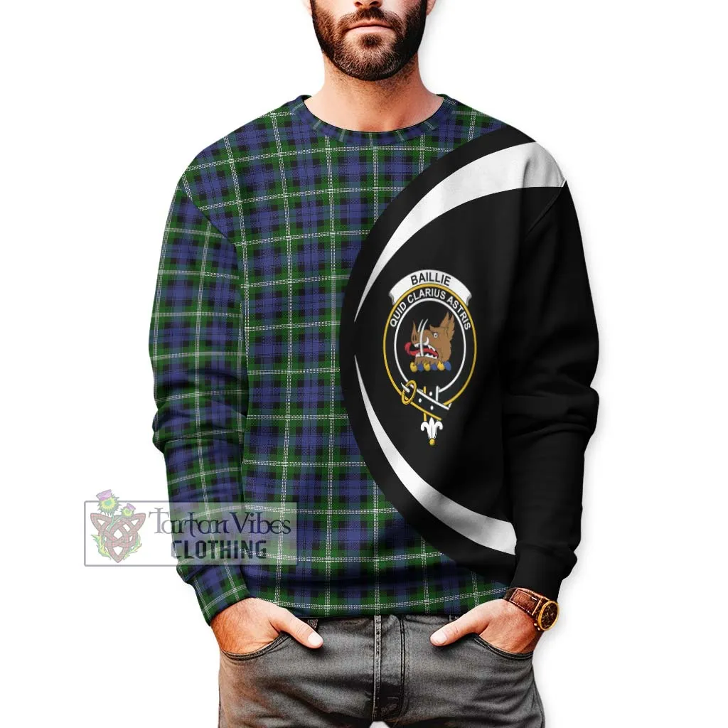 Baillie (Bailey) Tartan Sweatshirt with Family Crest Circle Style