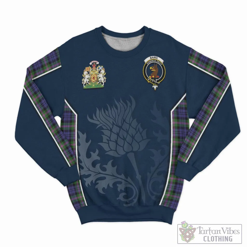 Baird Modern Tartan Sweatshirt with Family Crest and Scottish Thistle Vibes Sport Style