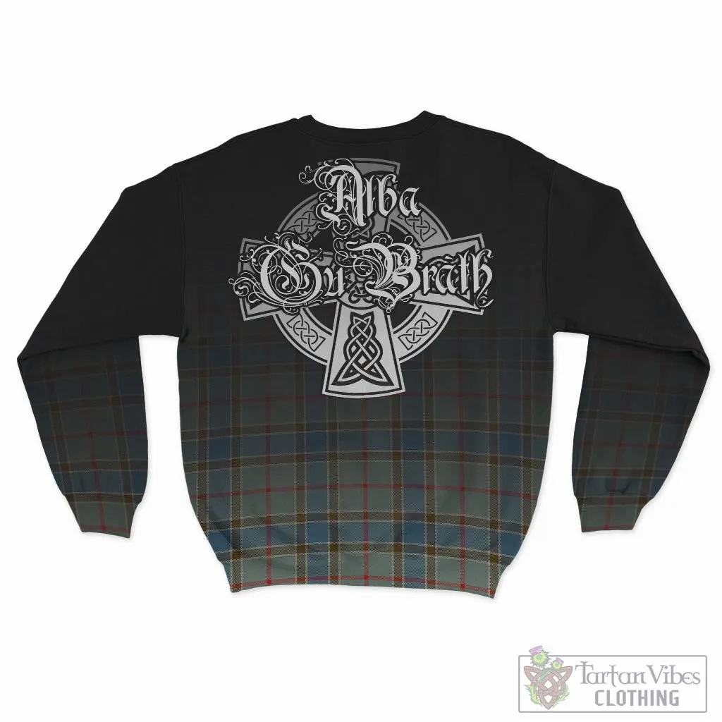 Balfour Blue Tartan Sweatshirt Featuring Alba Gu Brath Family Crest Celtic Inspired