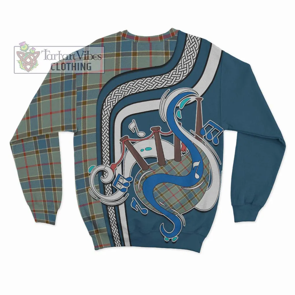 Balfour Blue Tartan Sweatshirt with Epic Bagpipe Style