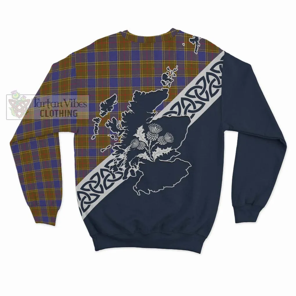 Balfour Tartan Sweatshirt Featuring Thistle and Scotland Map