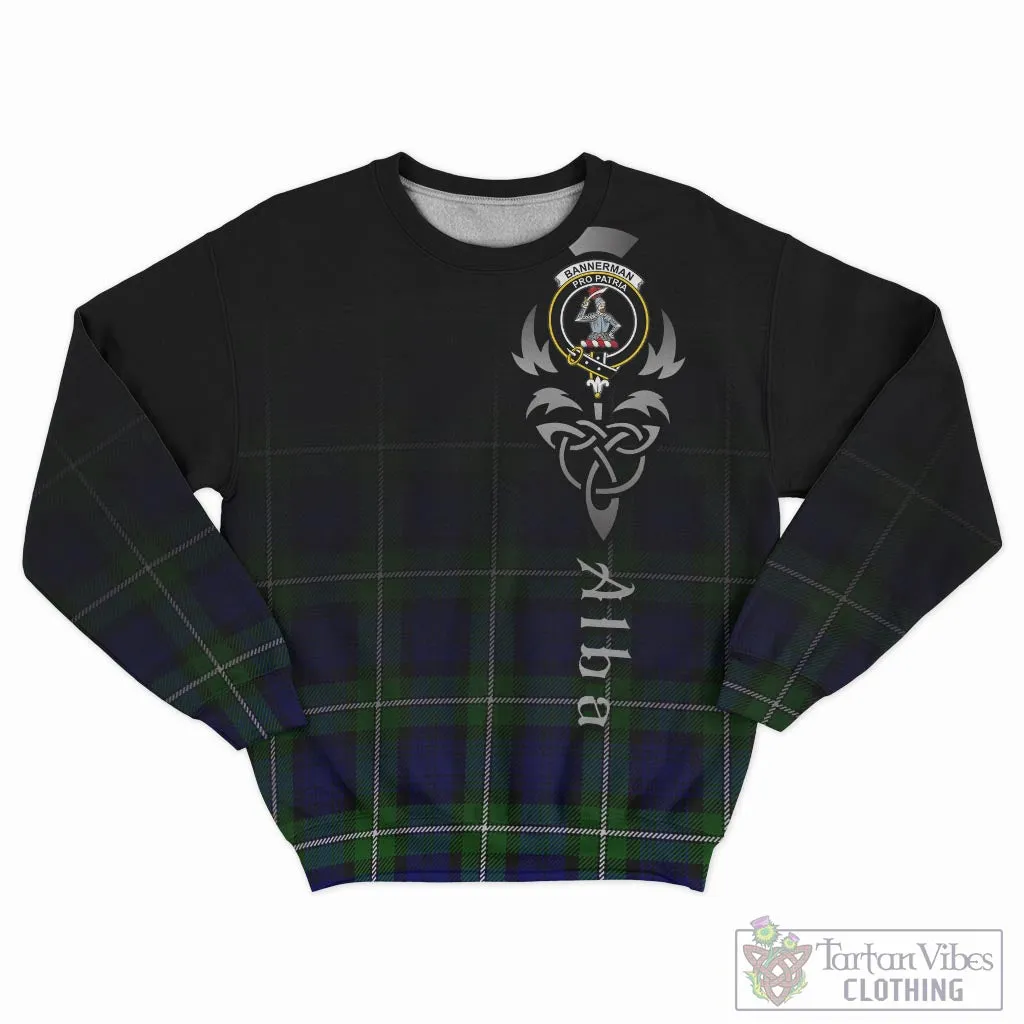 Bannerman Tartan Sweatshirt Featuring Alba Gu Brath Family Crest Celtic Inspired