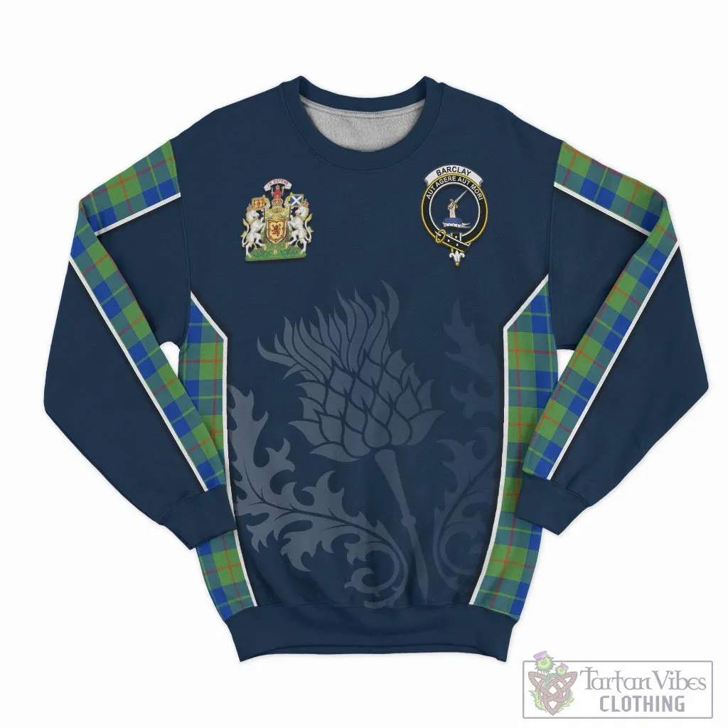 Barclay Hunting Ancient Tartan Sweatshirt with Family Crest and Scottish Thistle Vibes Sport Style