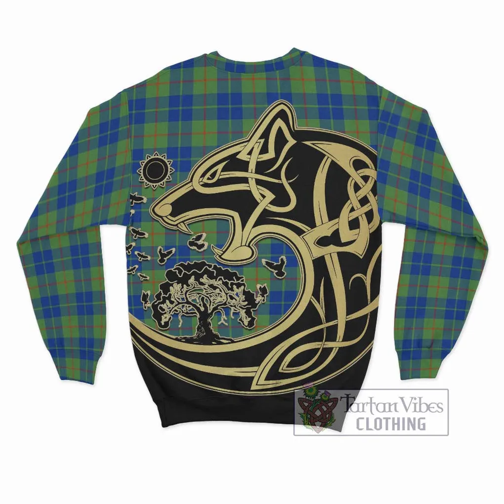 Barclay Hunting Ancient Tartan Sweatshirt with Family Crest Celtic Wolf Style