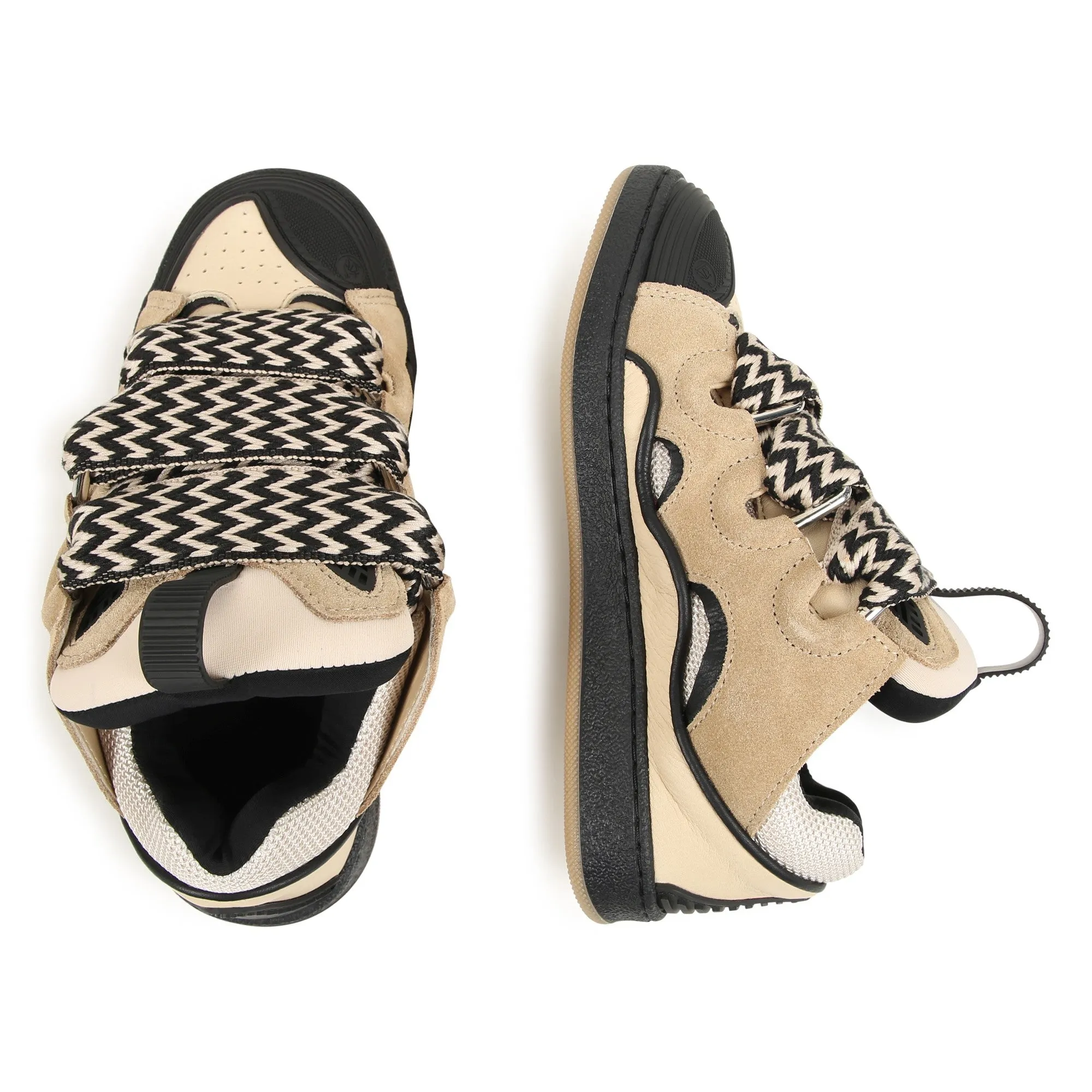 Beige Black Curb Sneakers