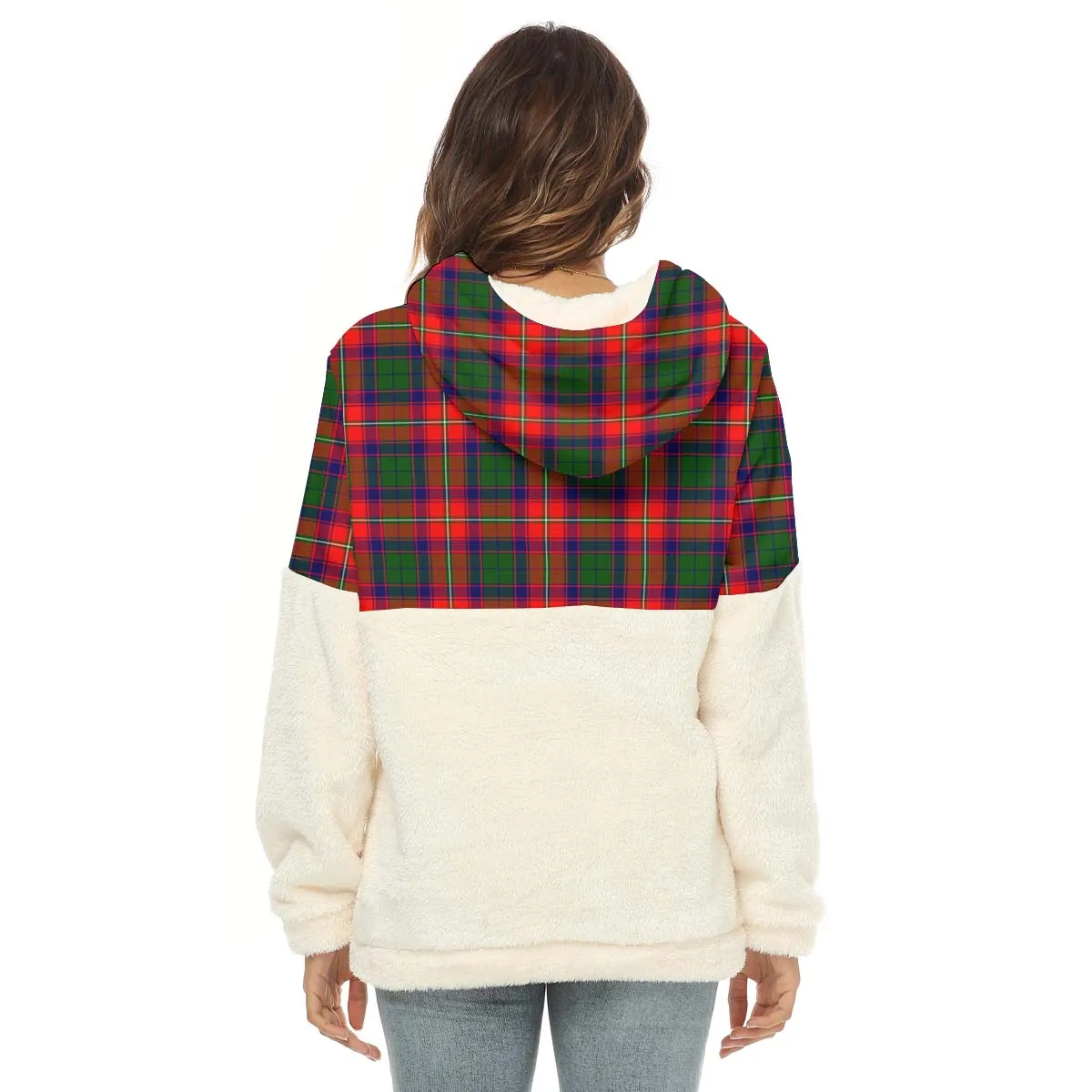 Belshes Tartan Women's Borg Fleece Hoodie With Half Zip