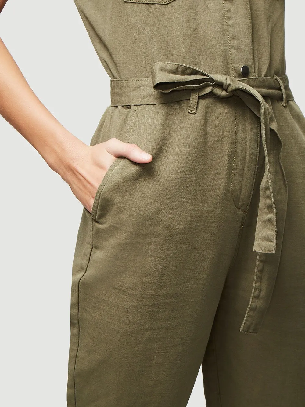 Belted Jumpsuit -- Army Green