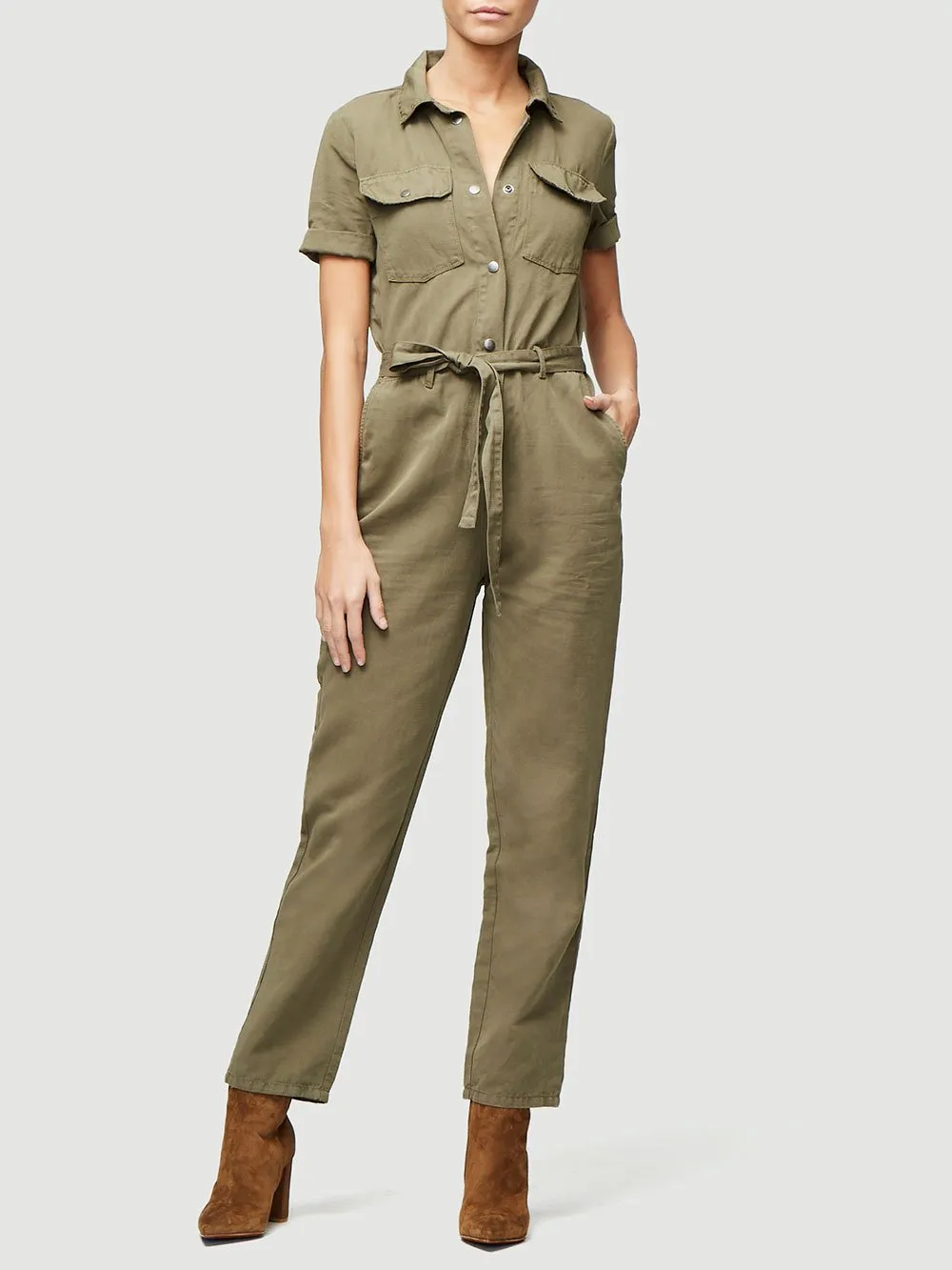 Belted Jumpsuit -- Army Green