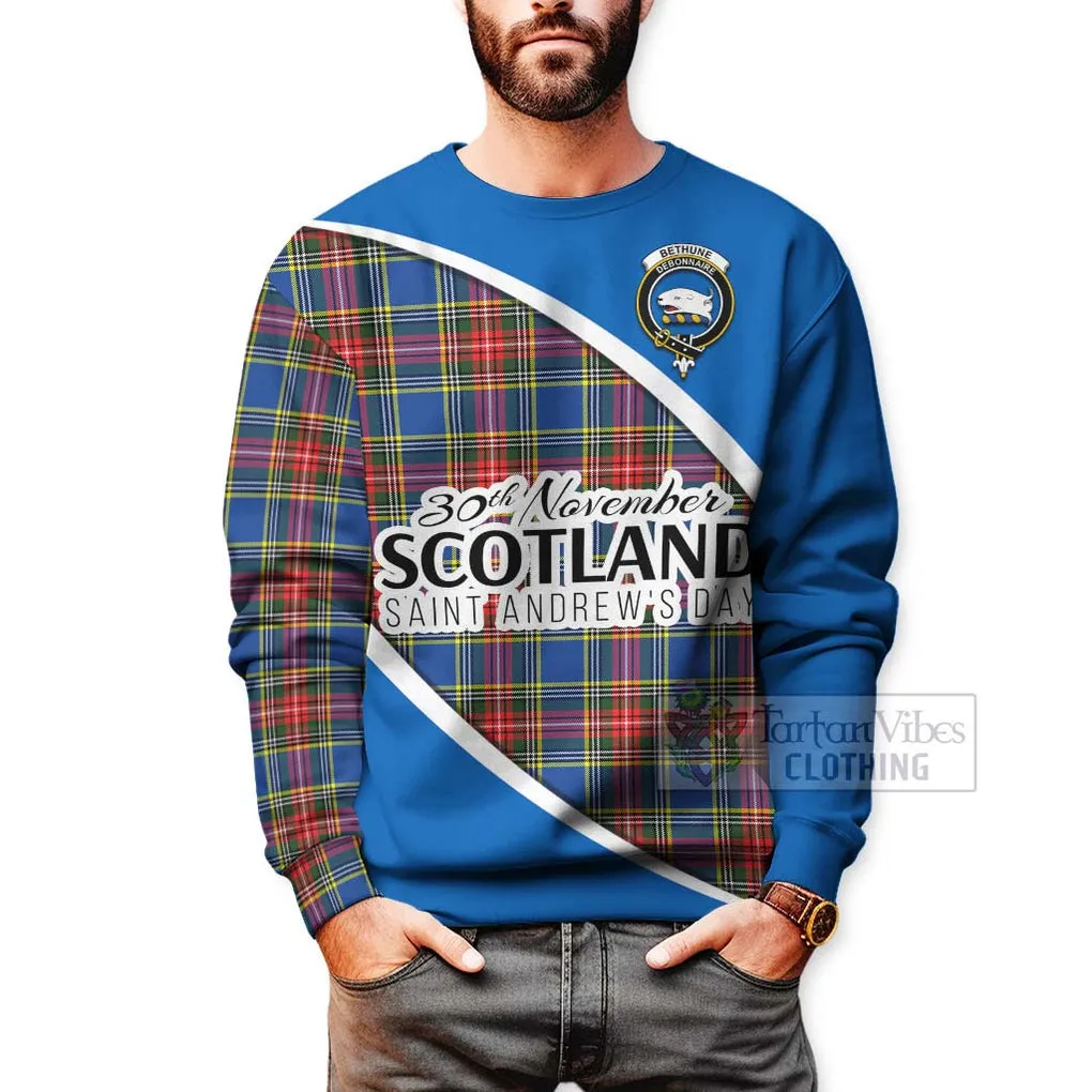 Bethune Family Crest Tartan Sweatshirt Celebrate Saint Andrew's Day in Style