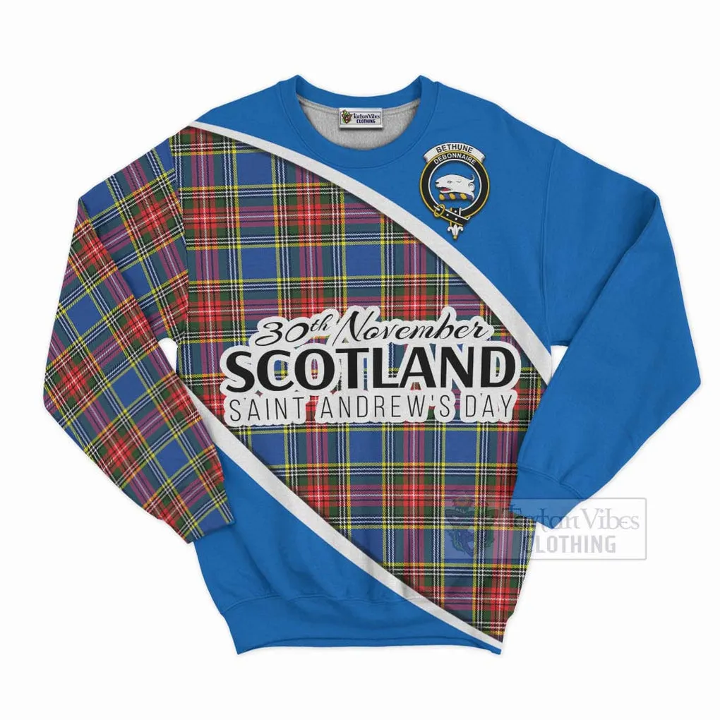 Bethune Family Crest Tartan Sweatshirt Celebrate Saint Andrew's Day in Style