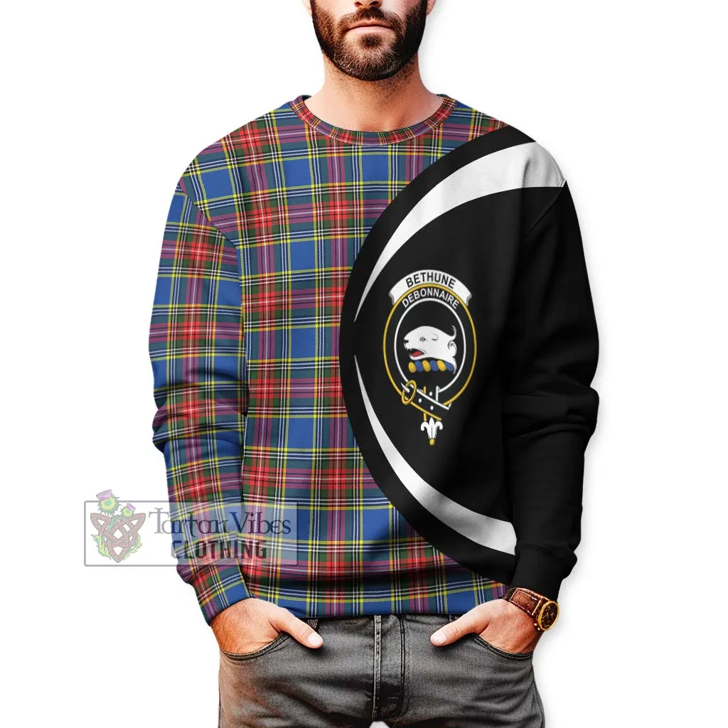 Bethune Tartan Sweatshirt with Family Crest Circle Style